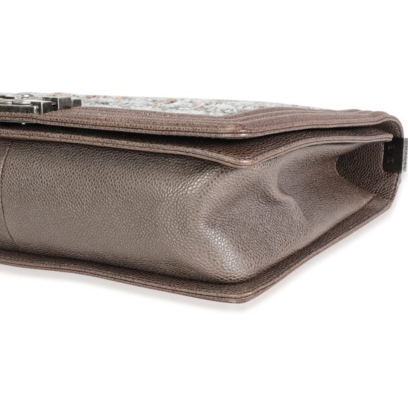 Chanel Taupe Caviar and Multicolor Tweed Large Boy Bag - Picture 6 of 8